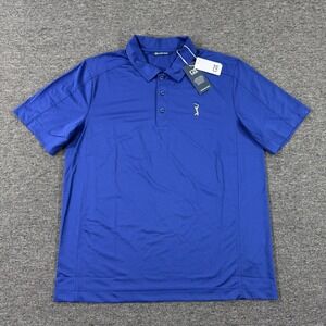 The Players Shirt Mens Large Blue PGA Tour Golf Polo Embroidered Cutter and Buck